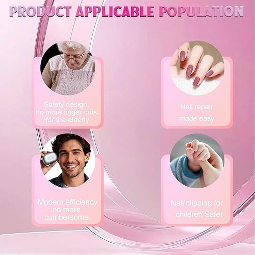 Miniatura 6 de Fanyil easyclip 2026 - Cortauñas inteligente para personas mayores, herramienta eléctrica de cuidado de uñas con luz LED, recortadora de uñas sin