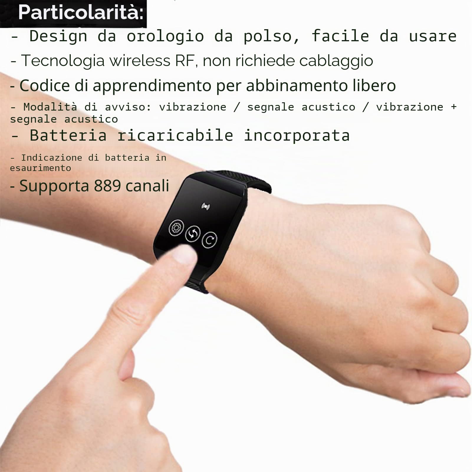 Cercapersone da Polso Wireless, 433,92 MHz di Pulsanti di Chiamata per Caregiver, di Cercapersone per Ristorante Impermeabile IPX7 in Cercapersone per Infermiere (3 per 1)