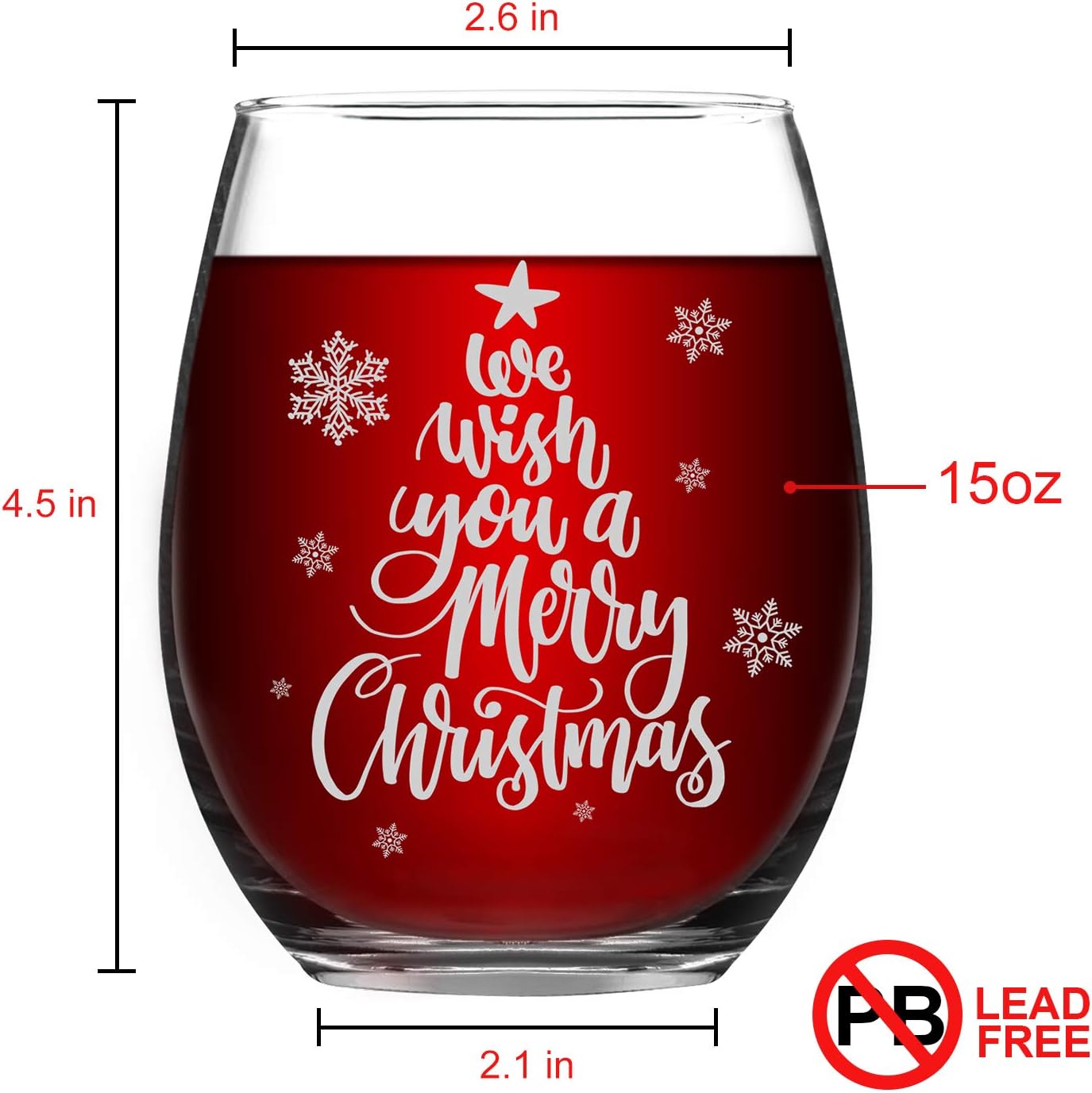 Black Friday - 50% OFF Christmas Stemless Wine Glasses, We Wish You a Merry Christmas Wine Glass Xmas for Women Sisters Good Friends Girlfriend, 15 Oz Christmas Wine Glass
