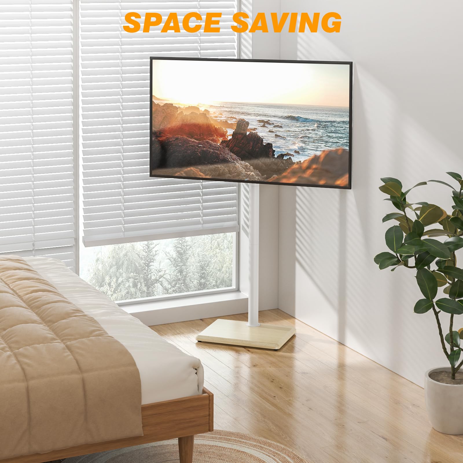 TVON Supporto da pavimento per TV da 32 a 60 pollici, alto con piedini di supporto, supporto angolare sottile per TV regolabile in altezza, supporto girevole per TV, max VESA 400 x 400 mm fino a 40 kg
