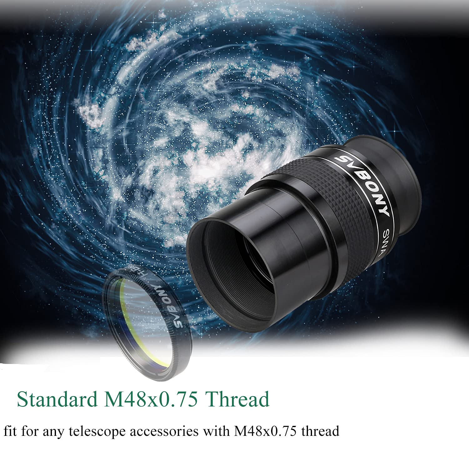 Svbony SV154 Oculaire 2 Pouces, 26mm 70 Degrés Oculaire Super Grand Angle FMC Oculaire de Télescope Achromatique pour l'Observation Planétaire