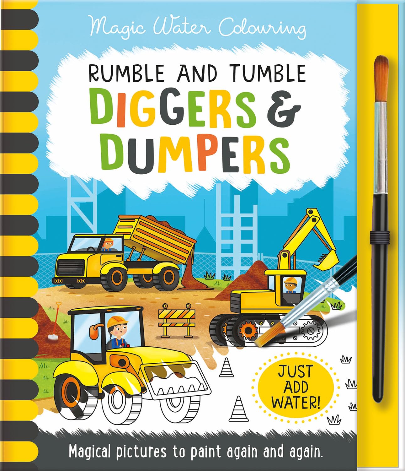 Rumble and Tumble - Diggers & Dumpers (Magic Water Colouring): Reusable, Mess-Free Activity Book for Kids Ages 3+