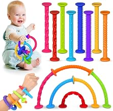 Fidget Toys Silicone Sensory Rods, Pack of 8 Suction Cup and Bath Toys for Kids, Sensory Anti-Stress Toy Boys Girls, Reduce Stress and Anxiety, ADHD