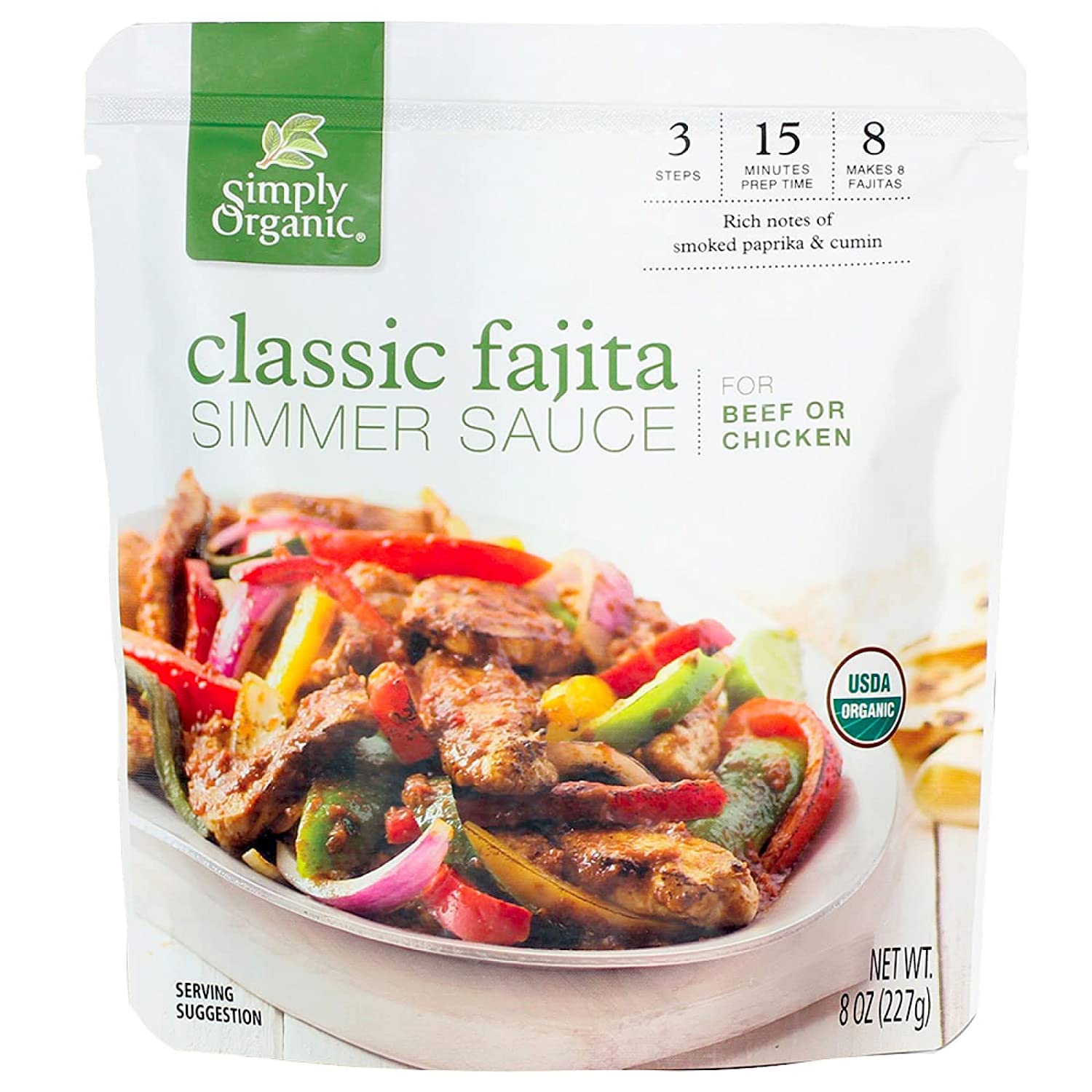 Simply Organic Classic Fajita Simmer Sauce, 8 oz