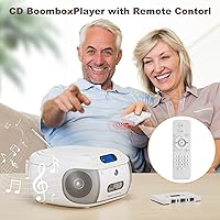 Vista 4 de Combo de Reproductor de CD y Cassette, Hernpark Boombox Recargable con Bluetooth 5.1, Reproductor de CD con Control Remoto, Grabación de Cinta