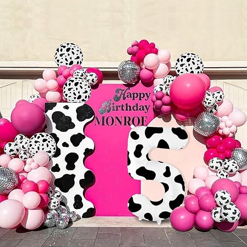 Miniatura 5 de Globos con el número 5 con estampado de vaca, globo grande de 40 pulgadas, globos de papel de aluminio de vaca de 18 pulgadas para cumpleaños de 5