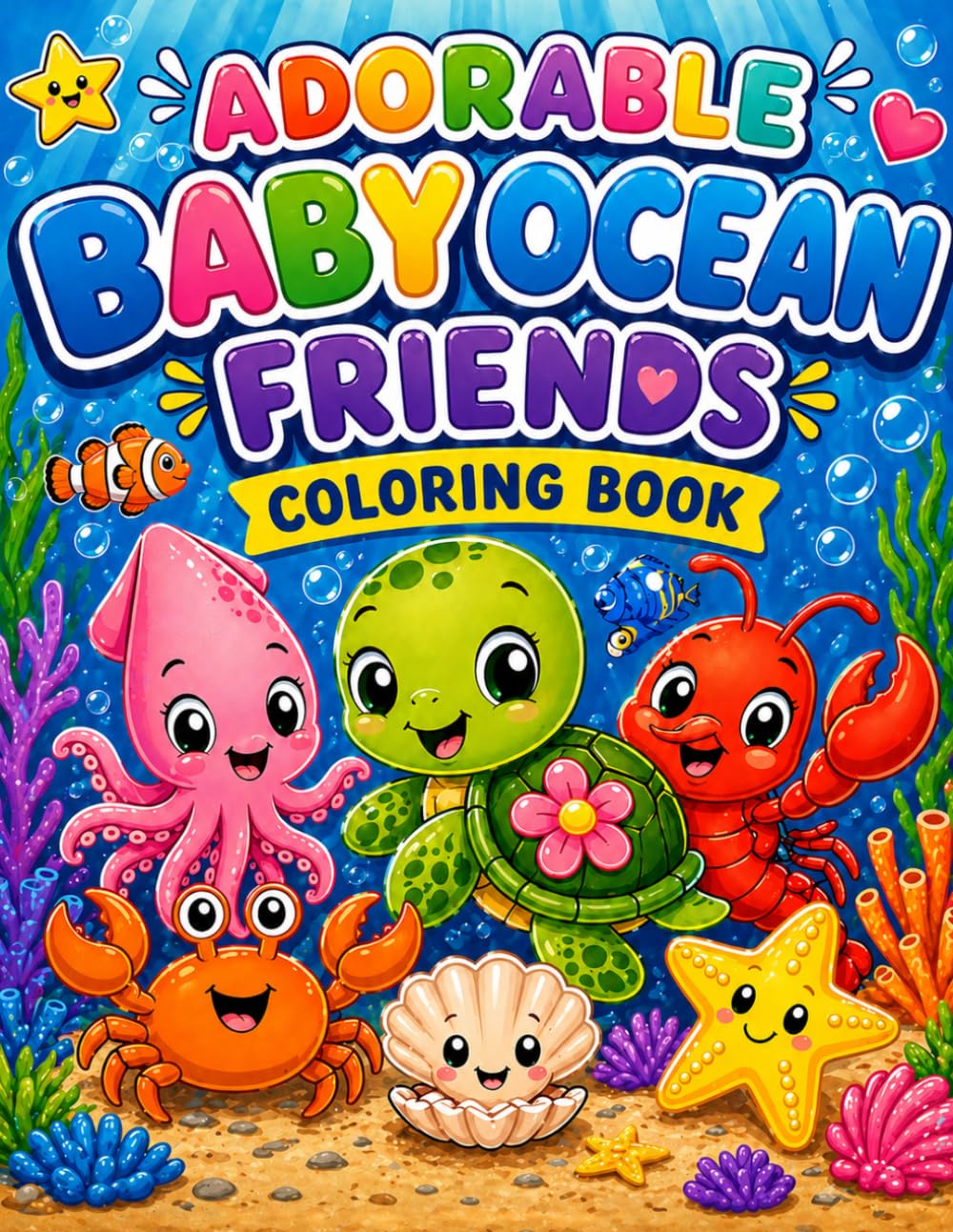 Adorable Baby Ocean Friends: Coloring Book