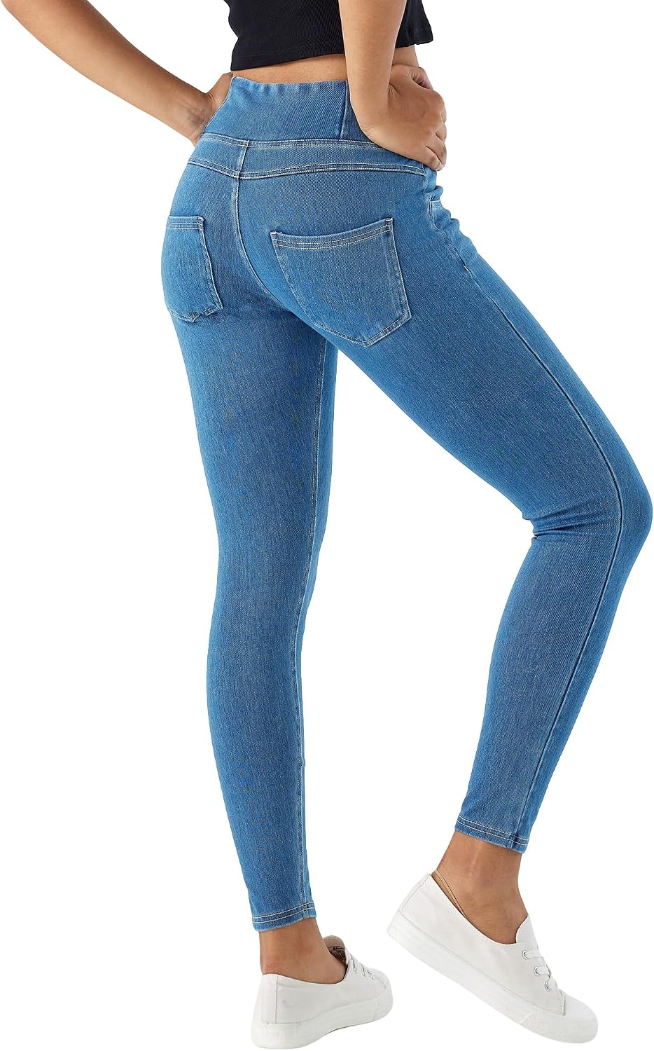 V Crossover Skinny Jeans Women High Waist Pull onTummy Control Casual Fitness Leggings, Highly Elasticity Yoga Pants