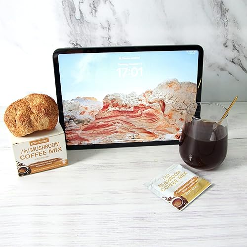 Miniatura 6 de Mezcla de café de hongos 7 en 1, con ginkgo, melena de leones, Alpha-GPC, Bacopa, PS, L-teanina, 12 sobres