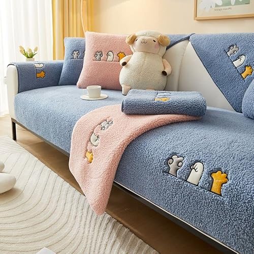 Samt Sofa Überzug Ecksofa L Form Sofabezug Wasserdicht Beige Rechts Links Couchbezug Sofahusse L-förmiges Couch Hussen 1 2 3 4 Sitzer Stretch Eckcouch Bezug L-Förmige Sofabezüge ( Color : D , Size : 7 Cover