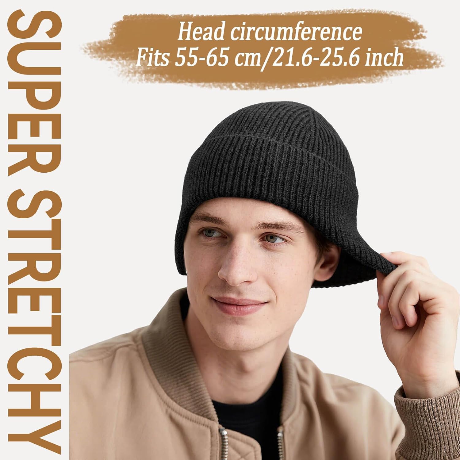 OZERO Winter Beanies Hats Men: Beanie with Ear Flaps Outdoor Thermal Knitted Hat - Warm Ski Stocking Polar Fleece Cuffed Cap - Image 4