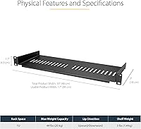 Vista 2 de StarTech.com Estante de bastidor de servidor de 1U - Bandeja universal con ventilación en voladizo para bastidor de 19" para equipos de red