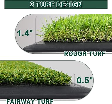 LIBERRWAY Golf Mat, Foldable & Replaceable Golf Hitting Mat with Fairway and Rough Synthetic Turf, Golf Practice Mat Include 5 Tees for Indoor and Outdoor