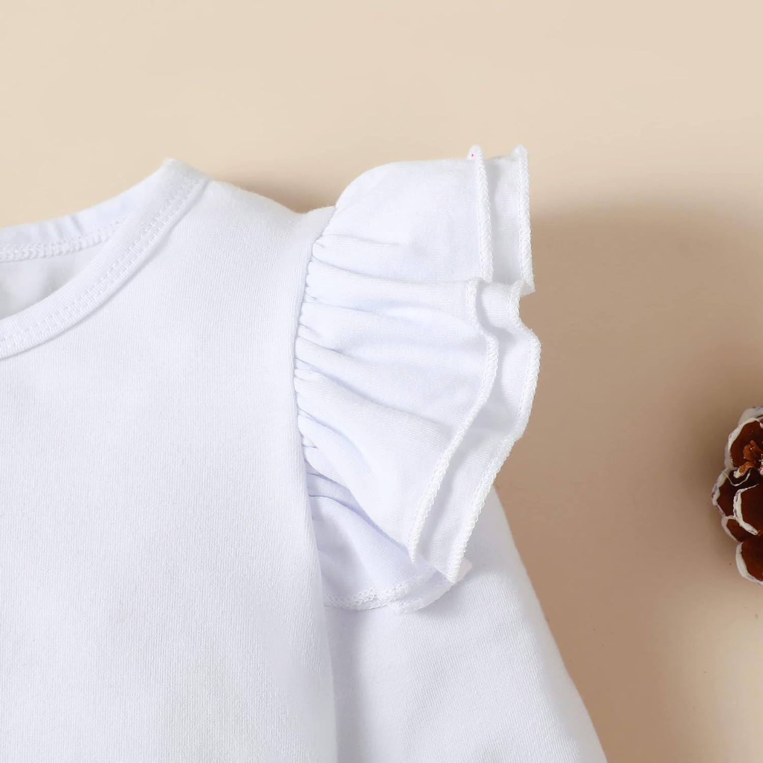 LYSMuch Baby Girls Ruffle Long Sleeve Bodysuit Infant Solid Color Top Jumpsuit Clothes - Image 3