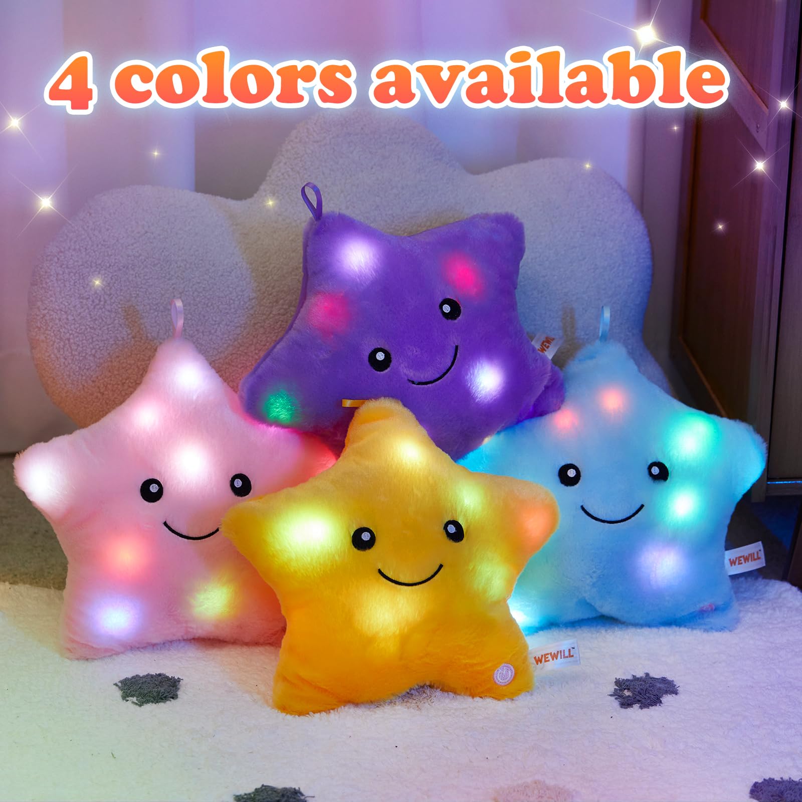 Amazon.co.jp: WEWILL 9インチ LED きらきら星 ソフトプラッシュ 枕