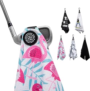 Magnetic Golf Towel for Men Women Golfer - Microfiber Golf Towel Magnet with Waffle Texture - Strengthen Magnet Golf Towels for Strong Hold to Metal Objects (4.Flamingo)