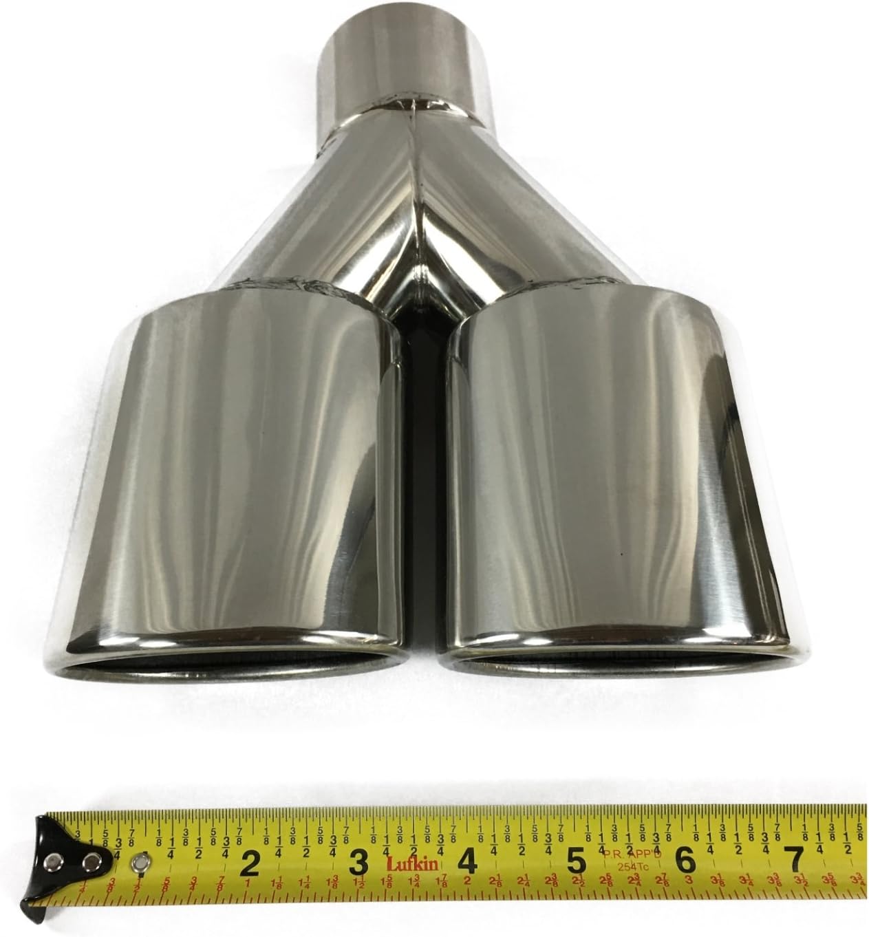 Exhaust Tip 2.25 In Inlet Dual 3.00 Oval X 2.50 High Outlets 9.75 In Long Resonated Stainless WDOR30250975-225-SS Wesdon Exhaust Tip