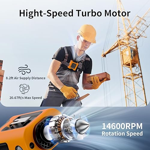 Miniatura 3 de Socool - Ventilador portátil de 14 500 mAh con clip de cinto, rotación 360, recargable, enfriamiento de 67 horas, 5 velocidades, con batería, luz,