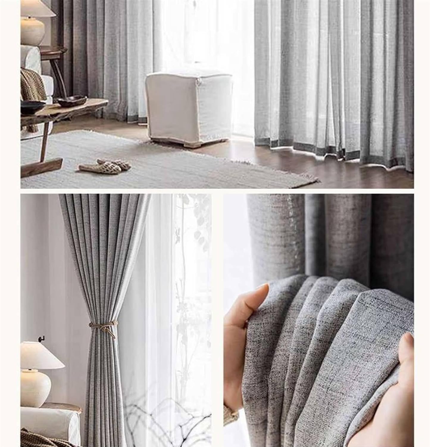 Semi Transparent Curtains for Living Room 2 Panels Set 63 inch Long, Linen Voile Sheer Window Curtain Eyelets Solid Color Texture Window Treatment for Bedroom Light Grey, 54 x 63 Inch