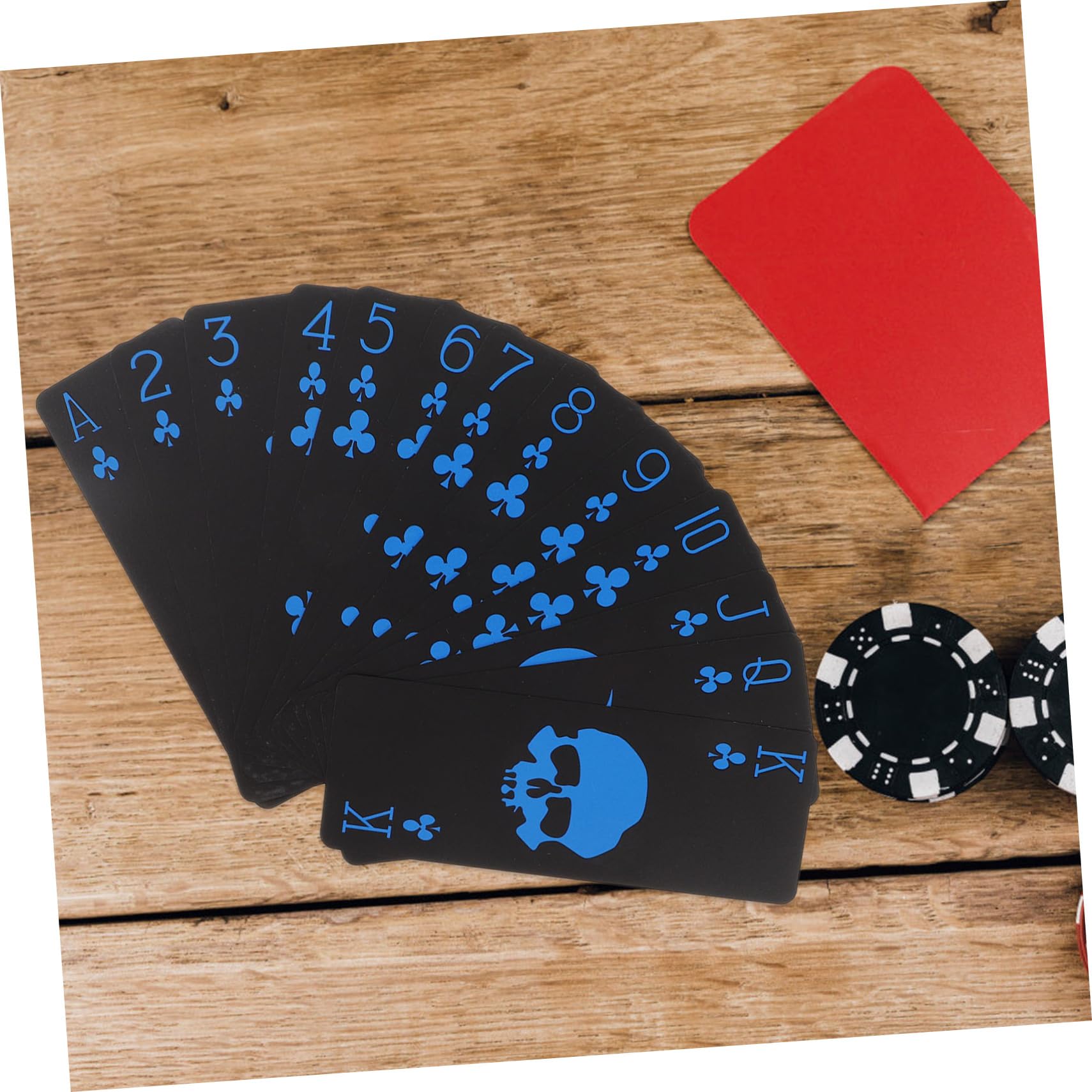 YARNOW Póker Impermeables de PVC Negro Diseño de Calavera, Duraderas y Resistentes para Fiestas y Entretenimiento Adulto