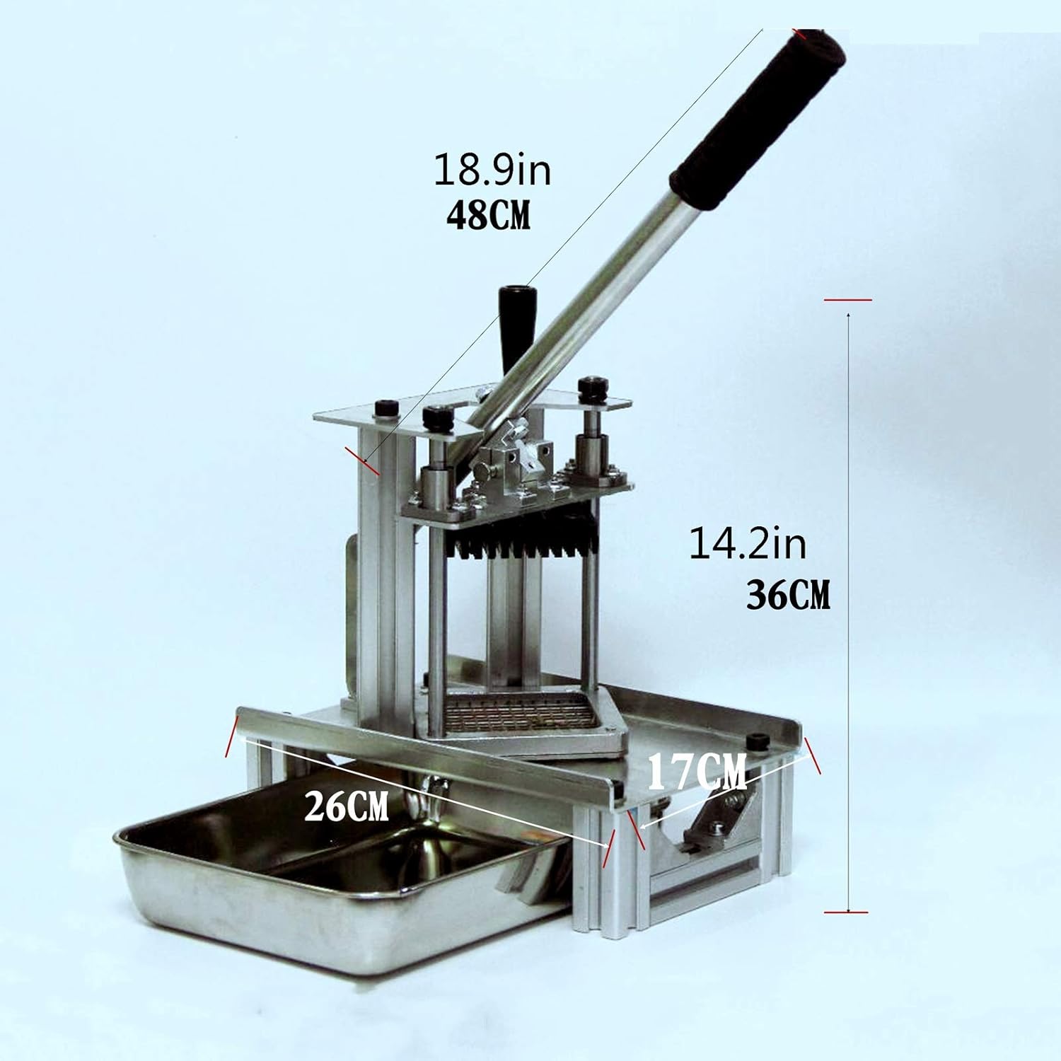 French Fry Cutter Commercial Vegetable Fruit Dicer Onion Cutter Heavy Duty Stainless Steel Chopper Tomato Slicer Tool Kitchen, Sliver Potato Fry Cutter (Size : 7mm) ()