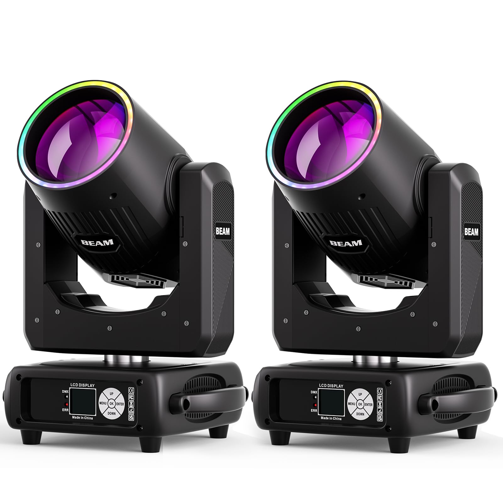 2 pezzi Teste Mobili LED 295W Beam Mini illuminazione di scena 14 Colori 14 Gobos Prisma nebulizzazione Focus Luci Palcoscenico per DJ Discoteca Natale Club Spettacolo Bar Festa