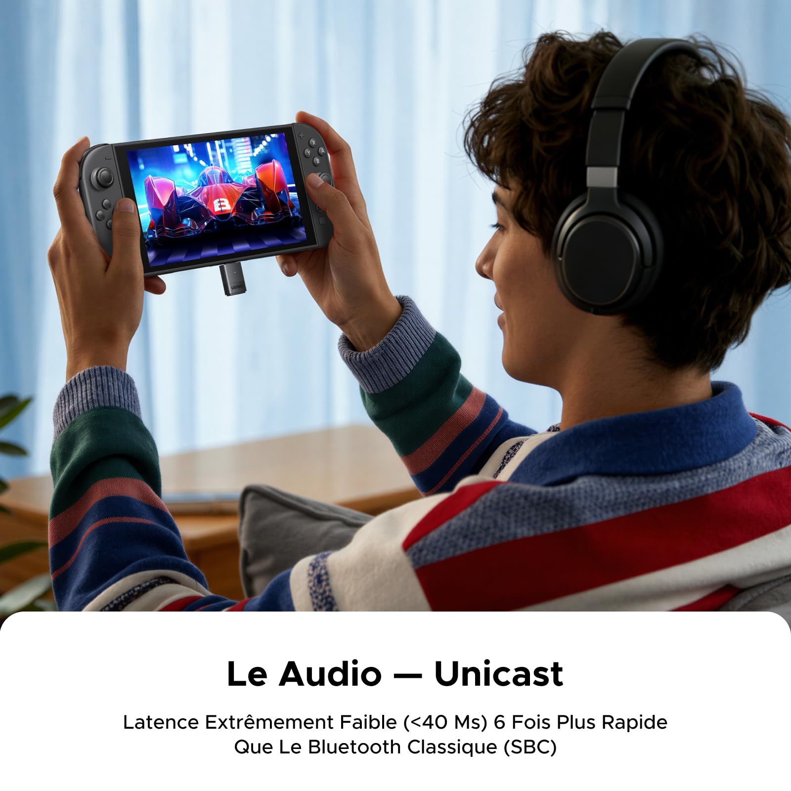 UGREEN Le Audio Dongle Bluetooth 6.0 Clé Adaptateur USB C Faible Latence Supporte Le Mode BR Auracast Unicast Compatible avec Switch 2 Console PS5 PS4 PC Supporte Casque de Jeu Écouteur Enceinte