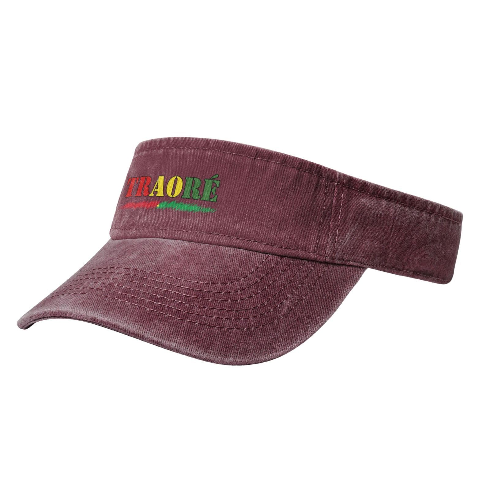 Burkina Faso-Ibrahim Traoré Denim Visor Hat Golf Sports Empty Top Cap Men Women Red