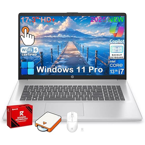 HP 17 inch Touchscreen Laptop Computer, 32GB RAM, 1TB SSD, 17.3" HD+ Touch, Intel 10 Core i7 1355U, Backlit Keyboard, Copilot AI, Wi-Fi 6, Windows 11 Pro, Long Battery Life, Laptop for Business
