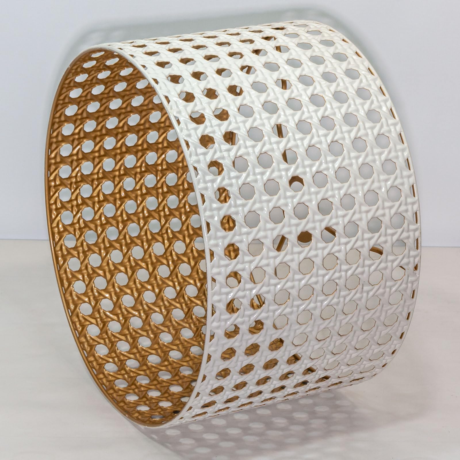 Paralume vintage in metallo, oro bianco, intagliato, a tamburo, per lampada da terra, lampada a sospensione, lampada da tavolo, lampada da soffitto (rotondo 13 GB)