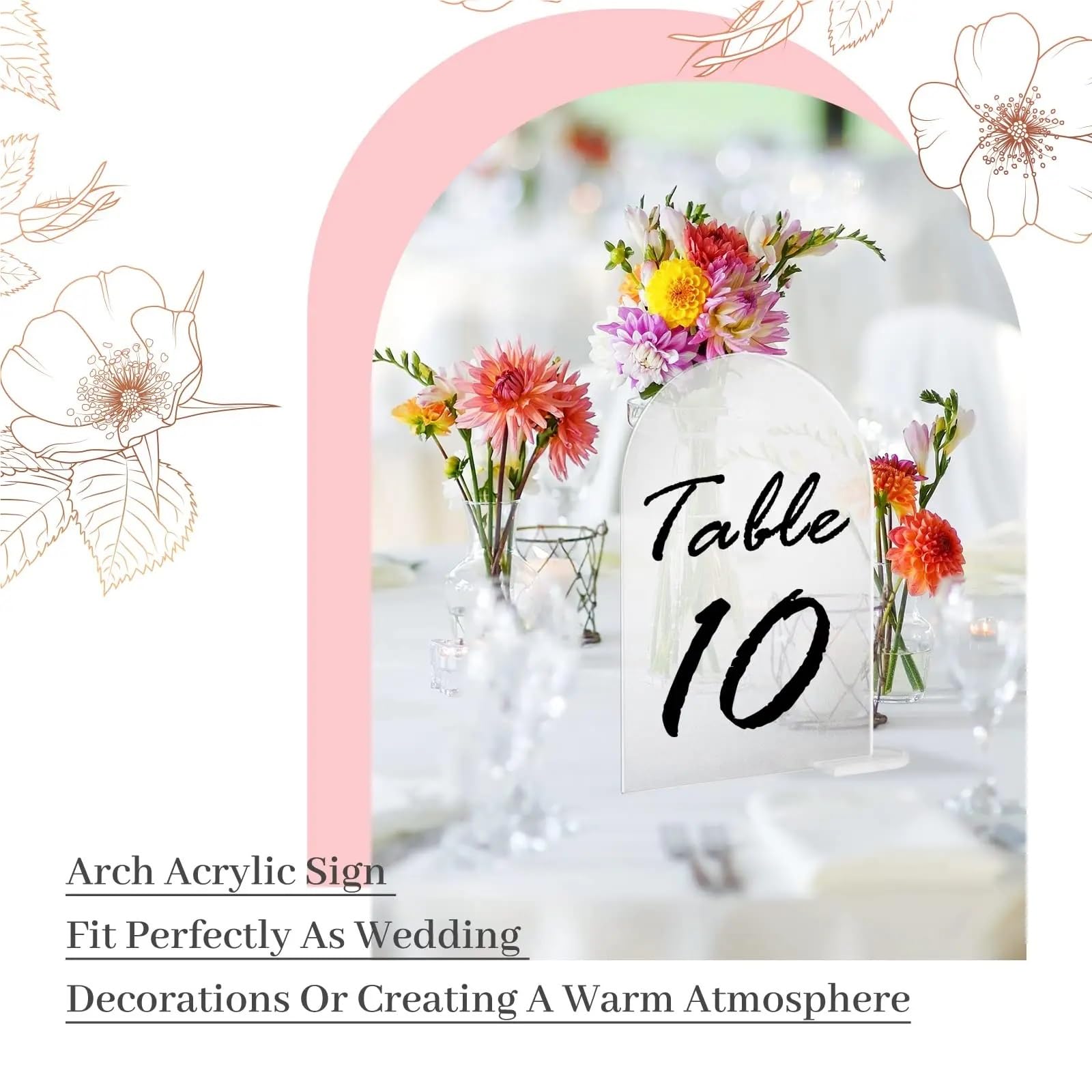 50 Stück transparente Acryl-Schilder mit Ständer, blanko, Namensschild für Hochzeitstischdekoration