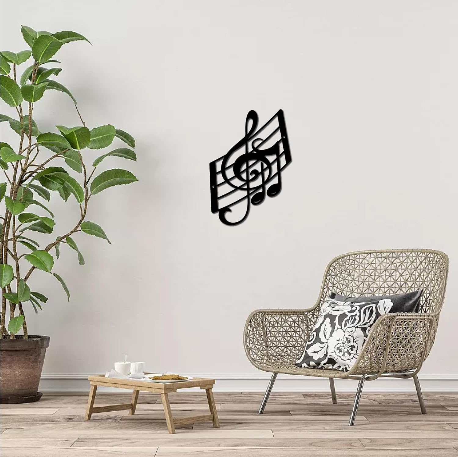 CREATCABIN Music Notes Metal Wall Art Decor Musical Note Wall Hanging Plaques Ornament Iron Wall Art Sculpture Sign for Indoor Outdoor Home Balcony Garden Office Decoration Gift Black 11.8 x 7.9 Inch - Image 6