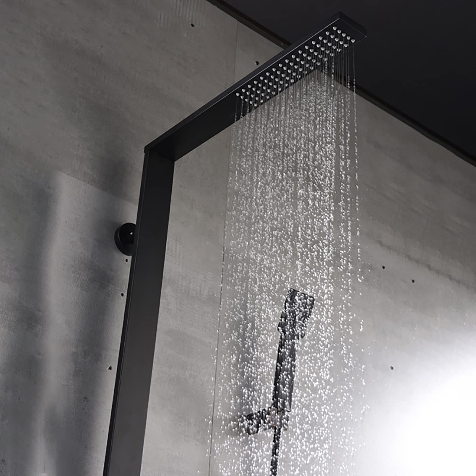 Sistema de Ducha de Lluvia Cepillado con Cabezal de Pared, Grifo de Mano Monomando y caño de bañera para una Experiencia de baño de Lujo.