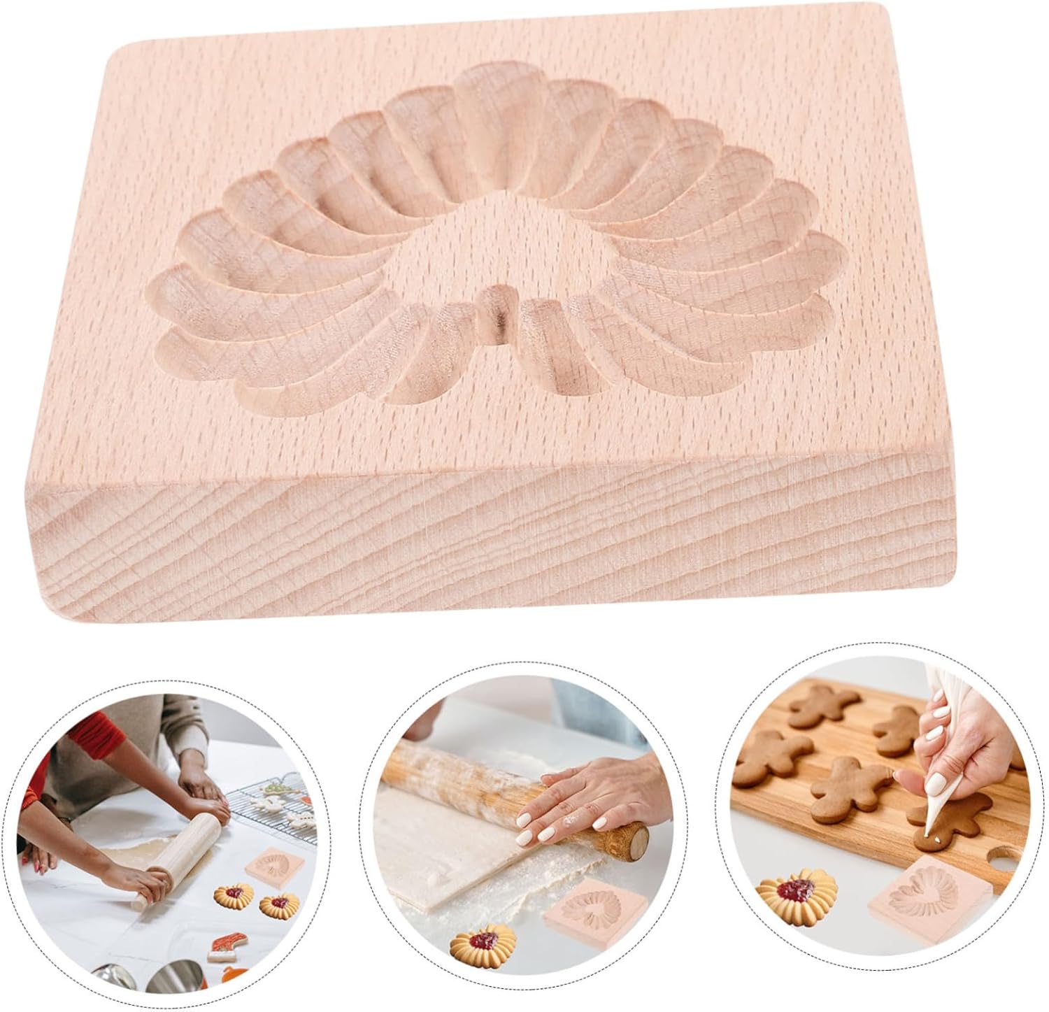 Xmas Wooden Cookie Mold Press Type DIY Baking Household