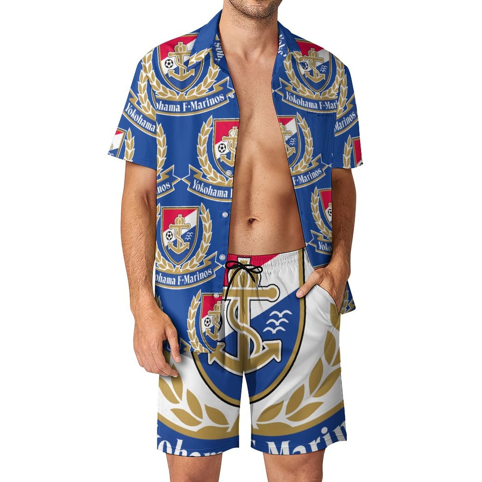 横浜Fマリノス　トレーニングウェア　半袖　上下セット　【新品】 Amazon | [しょけいこ] 横浜Fマリノス Tシャツ メンズ 上下