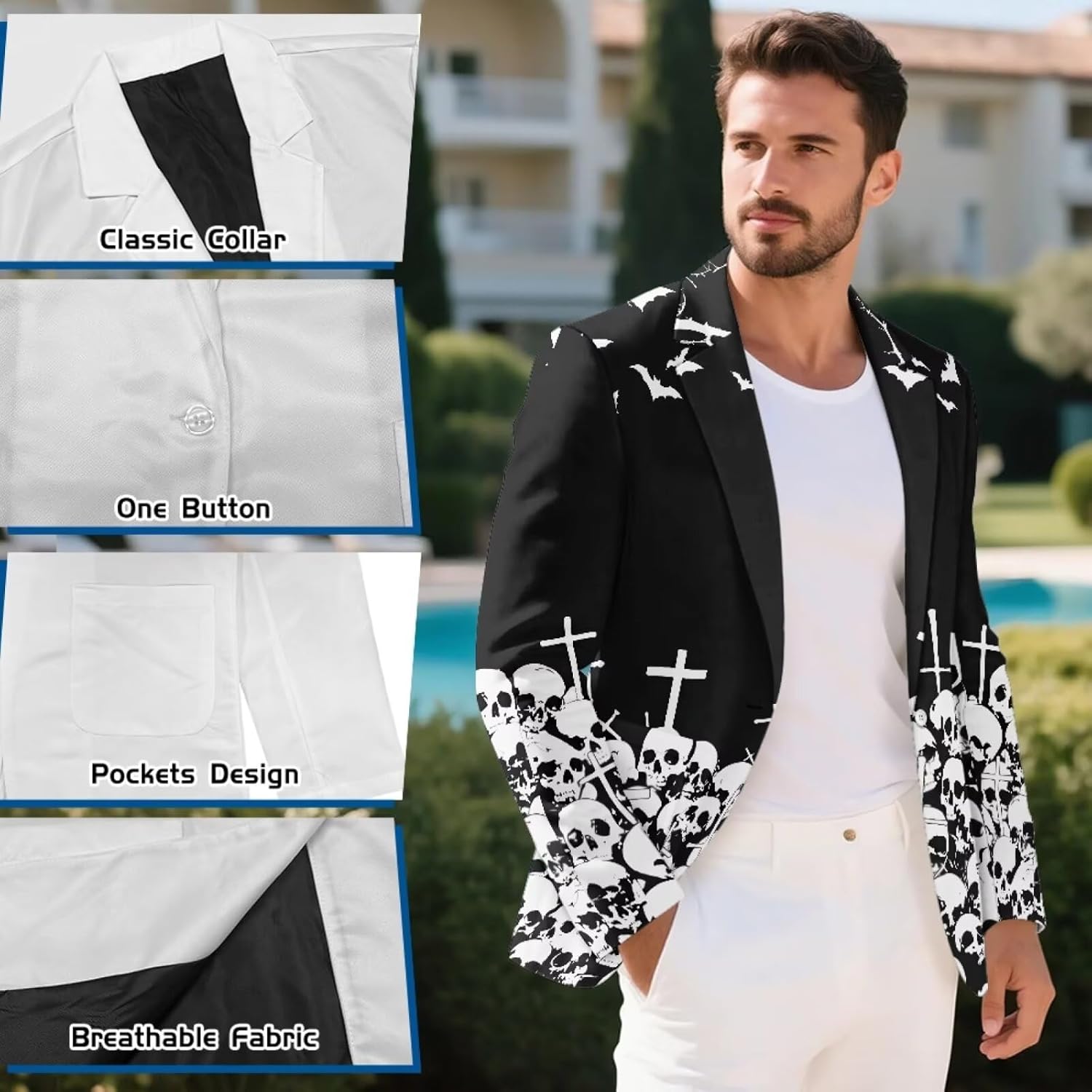 Yewattles Mens Blazers Slim Fit Business Casual Men Suit Sport Coat One Button Travel Blazer Lightweight Suit Jacket