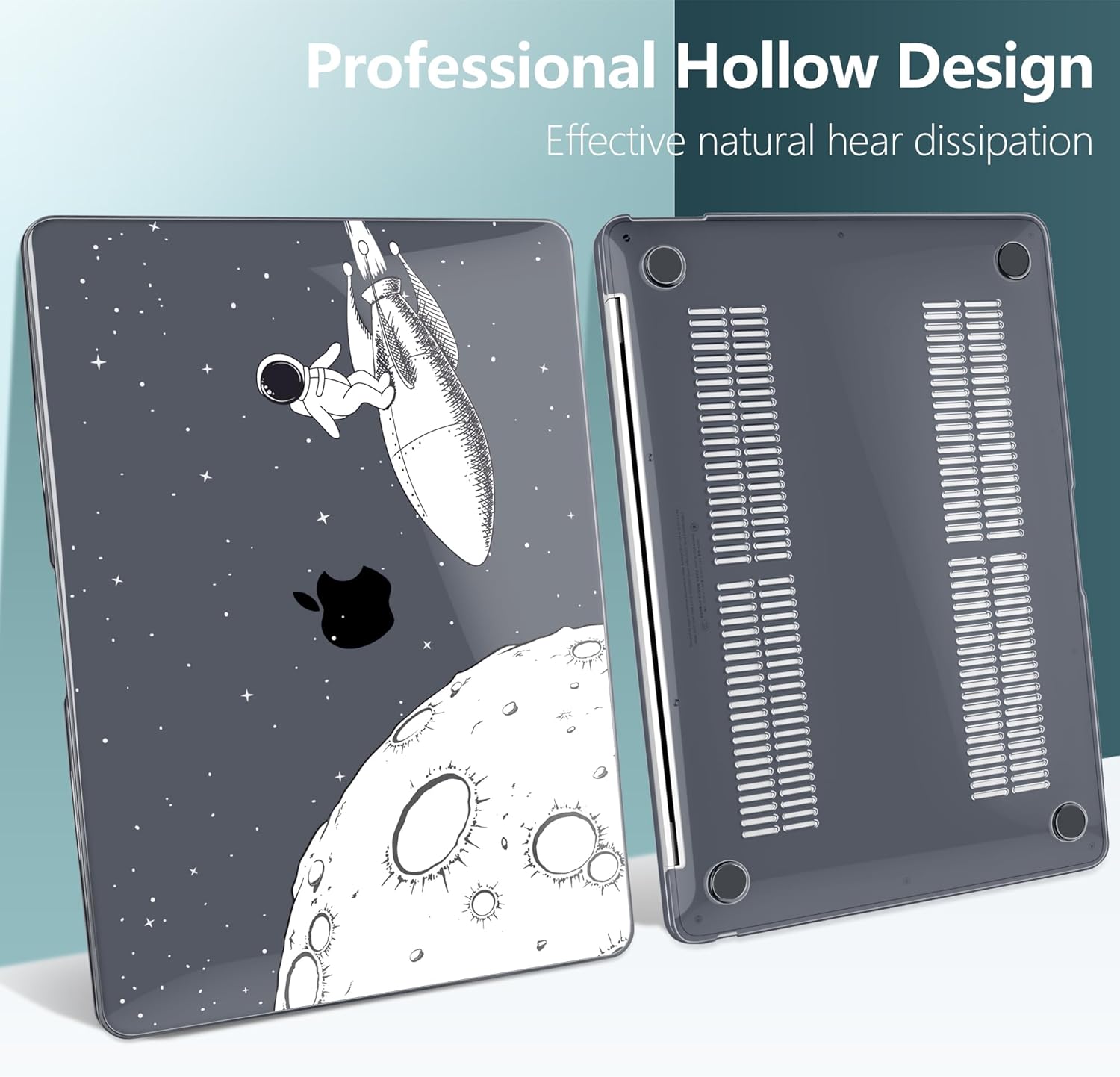 TWOLSKOO for MacBook Air 13.3 inch Case 2021 2020 2019 2018 Release M1 A2337 A2179 A1932 with Touch ID, Plastic Hard Shell Case & Keyboard Cover & Type C Adapter, Flying Astronauts - Image 5