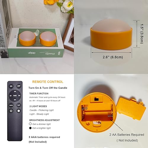 Miniatura 2 de iZAN Luces LED de calabaza a pilas con control remoto y temporizador, velas parpadeantes brillantes sin llama para decoración del hogar, fiesta de