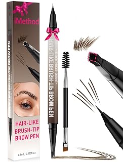 iMethod Eyebrow Pen - Eyebrow Pencil,2-in-1 Eyeliner Dual-Ended Microblading Eye brow Pencil Long Lasting Waterproof Hair-Like Brow Pencil,with Eyebrow Brush,Eyebrow Pencils for Women,DarkBrown - Amazon product rated Grade A