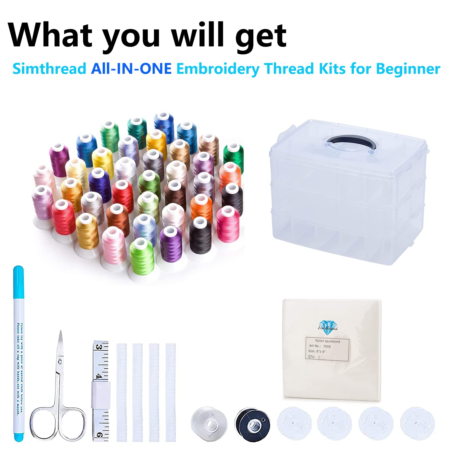 Simthread 40 Colors Polyester Embroidery Machine Thread - Image 2