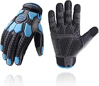 Vista 14 de HLDD HANDLANDY Heavy Duty Work Gloves, TPR Protector Impact Gloves, Men Anti Vibration Mechanic Work Glove TouchScreen