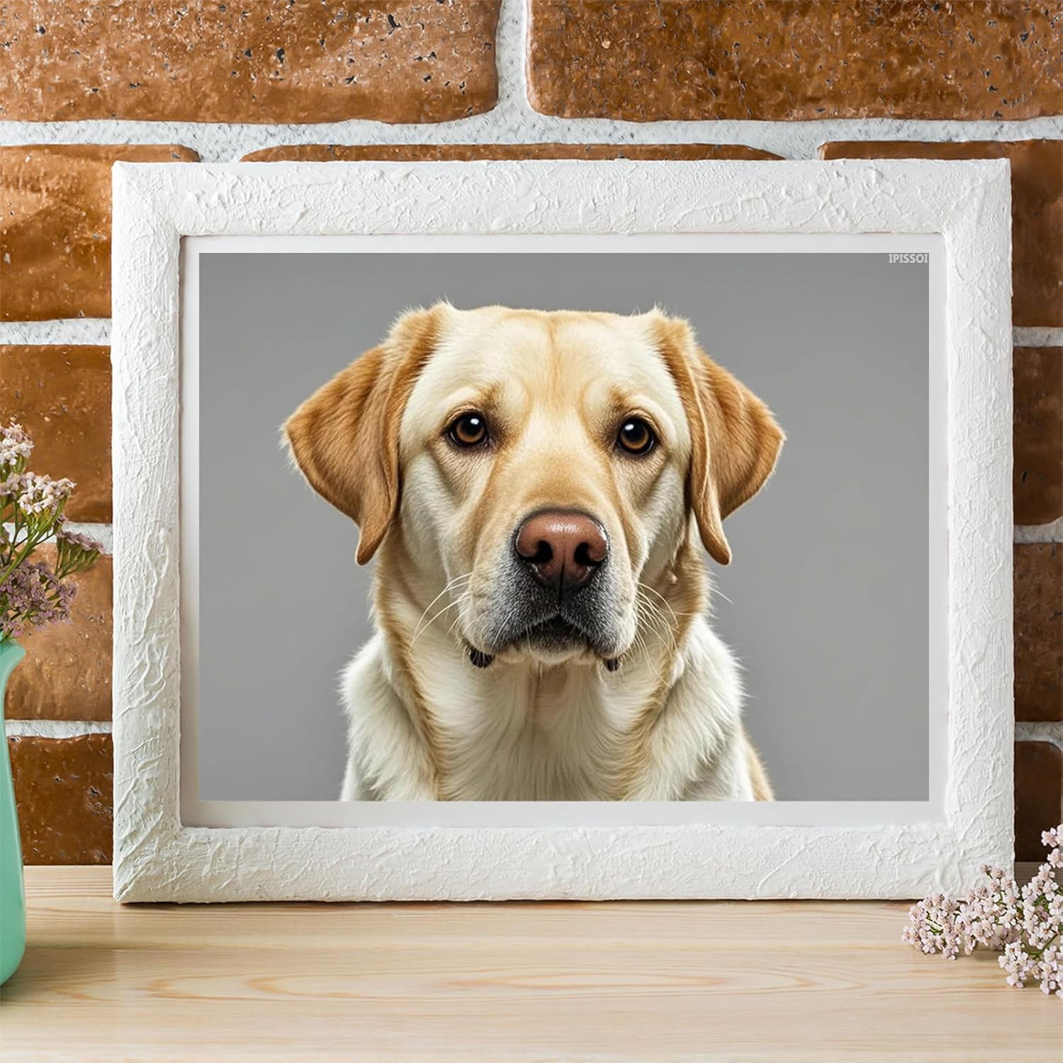 IPISSOI Yellow Labrador Retriever Diamond Painting DIY Kits 5D Diamond Art Full Round Drill Rhinestones Crystal by Number Mosaic Arts and Crafts for Living Room Bedroom Home Wall Decor 12x16inch
