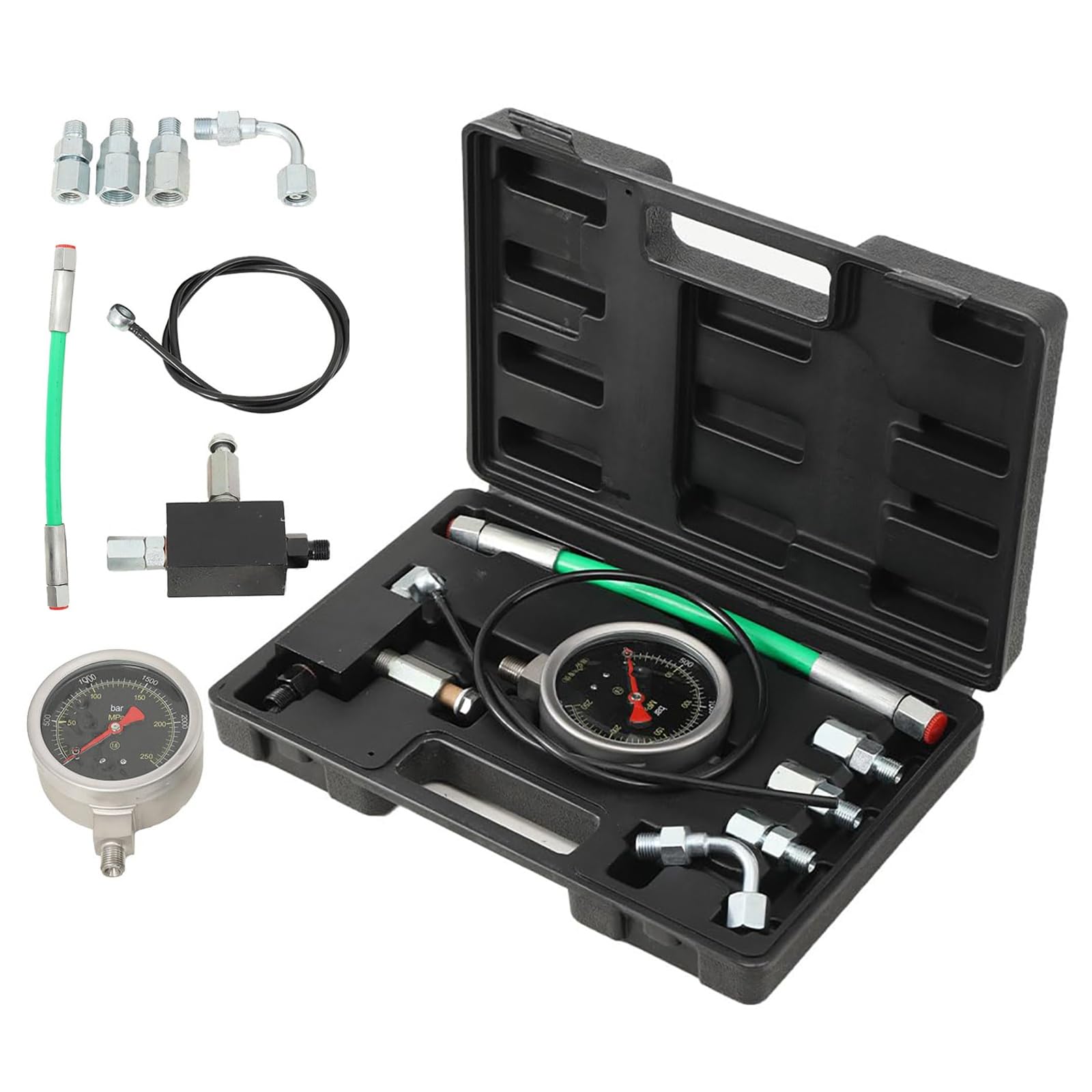 Kit de comprobador de presión de combustible, prueba de bomba de aceite de alta presión con válvula limitadora de fuerza, ideal para el arranque del motor y comprobaciones de tensión en funcionamiento