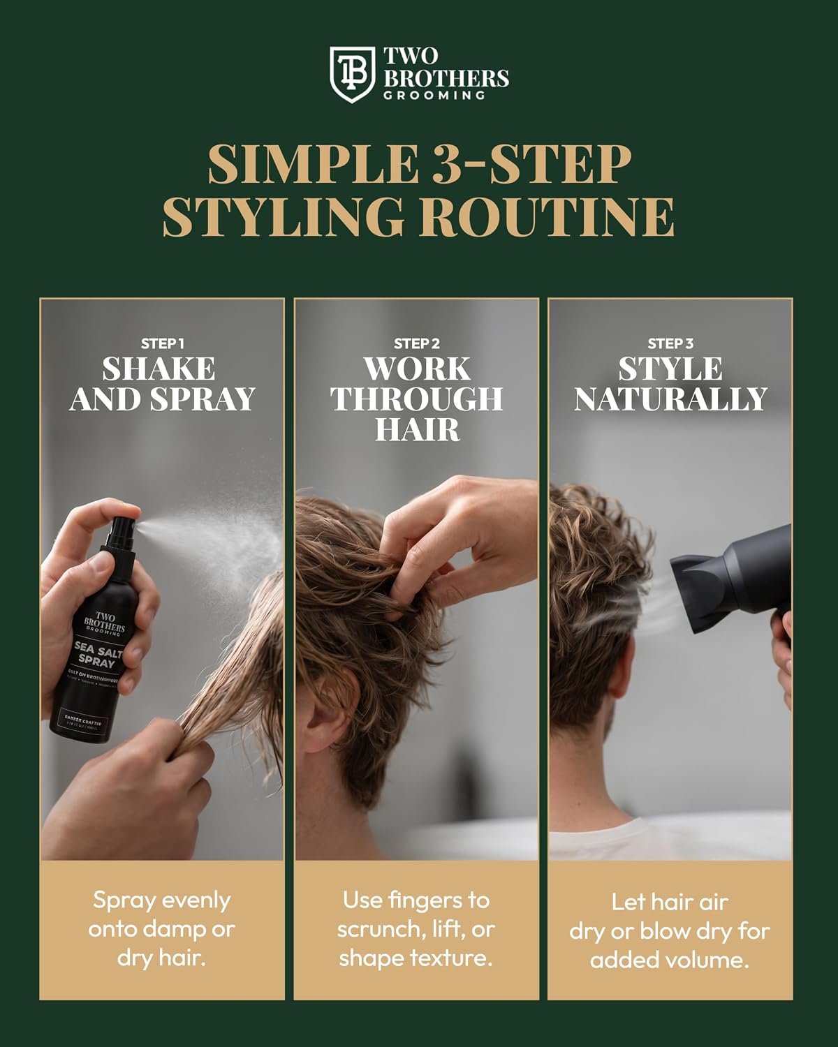 Sea Salt Spray for Men Hair Texturizing Spray, Volume & Thickness Boost, Matte Finish, Lightweight Natural Hold, Beach Wave Hair Styling Spray for Men, 100ml
