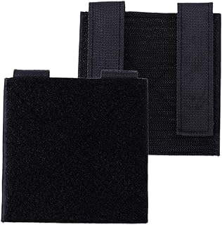 2-Piece Molle Patch Panel, 4 × 4 Inch Patches Display Board, Tactical Molle Hook and Loop Panel for Badges, ID Tags, Morale Patches, Quickly Attaches to Plate Carrier and Backpack (Black)
