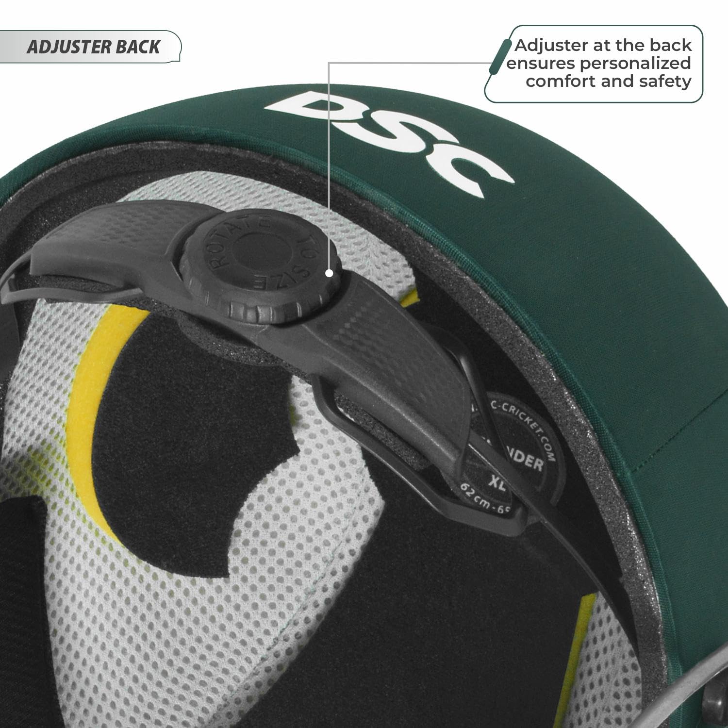 DSC DEFENDER Cricket Helmet for Men & Boys (Adjustable Steel Grill | Back Support Strap| Light Weight |size:Large (Green)