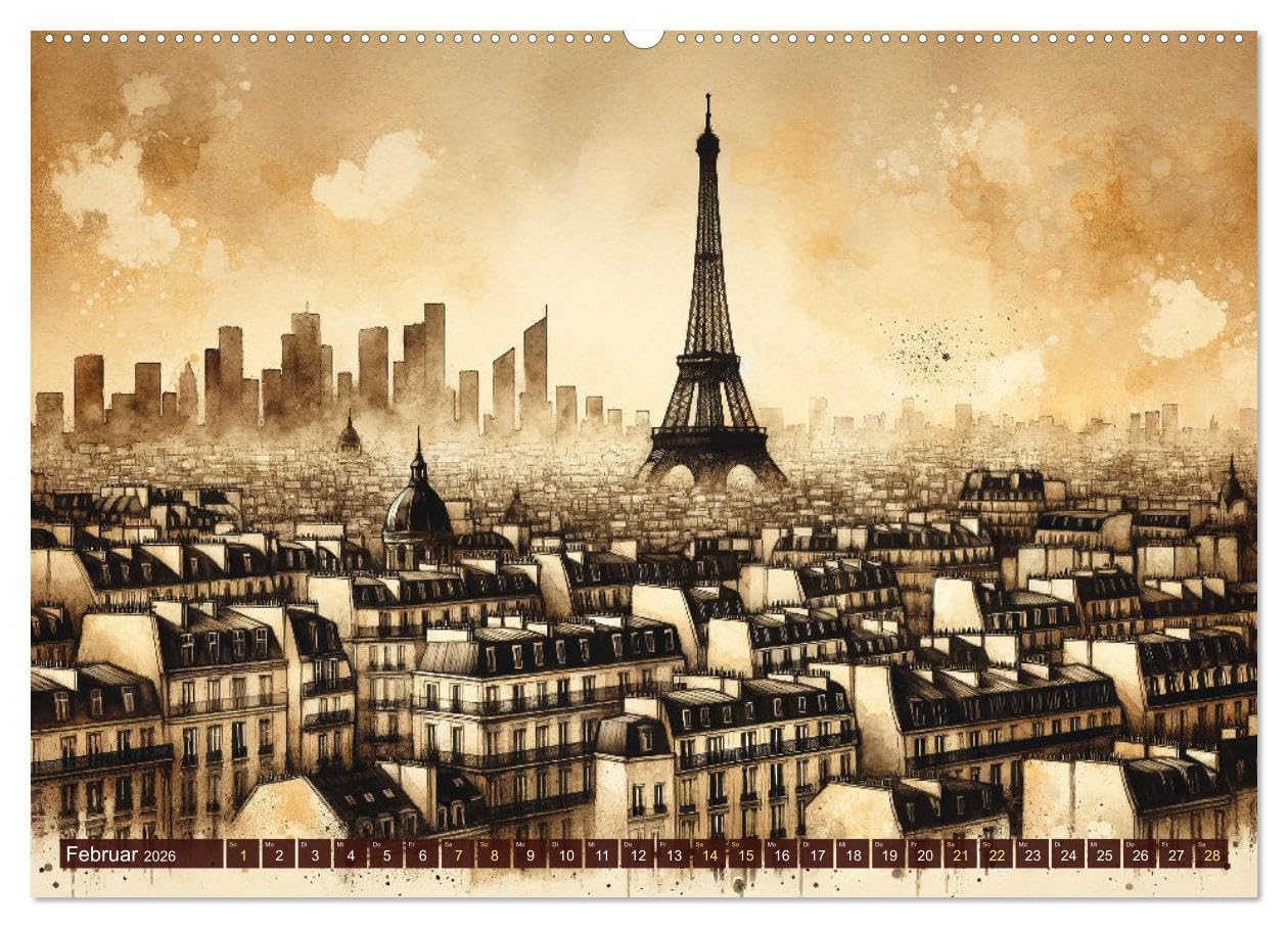 Von New York bis Tokio - Ein KI-Kalender für Weltenbummler (hochwertiger Premium Wandkalender 2026 DIN A2 quer), Kunstdruck in Hochglanz: Weltreise in Pinselstrichen (CALVENDO Orte)