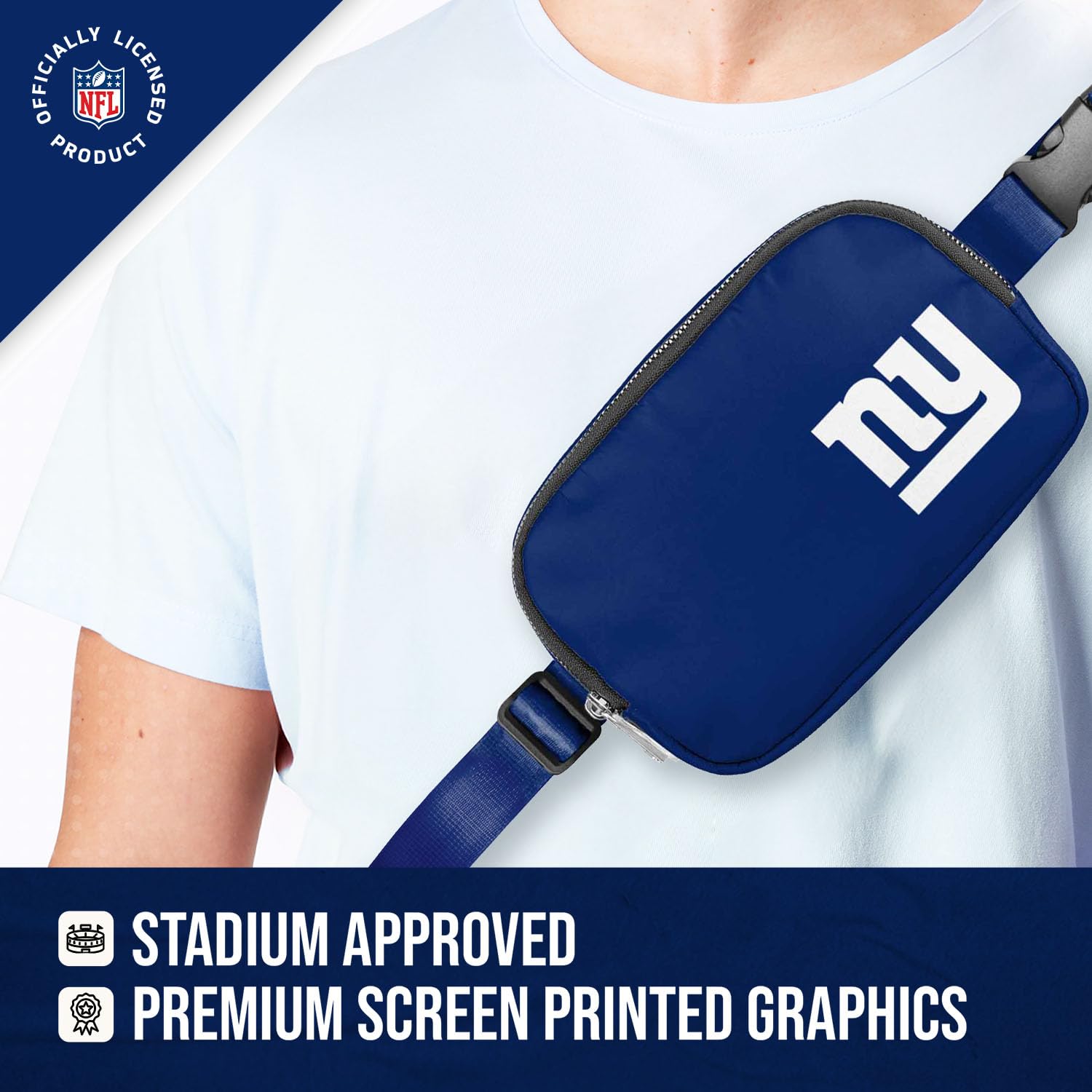 FOCO NFL Gameday On The Move Crossbody Gürteltasche - Offiziell lizenziert - Stadiongenehmigt - Verstellbar & Stilvoll, Königlich (Royal), Einheitsgröße