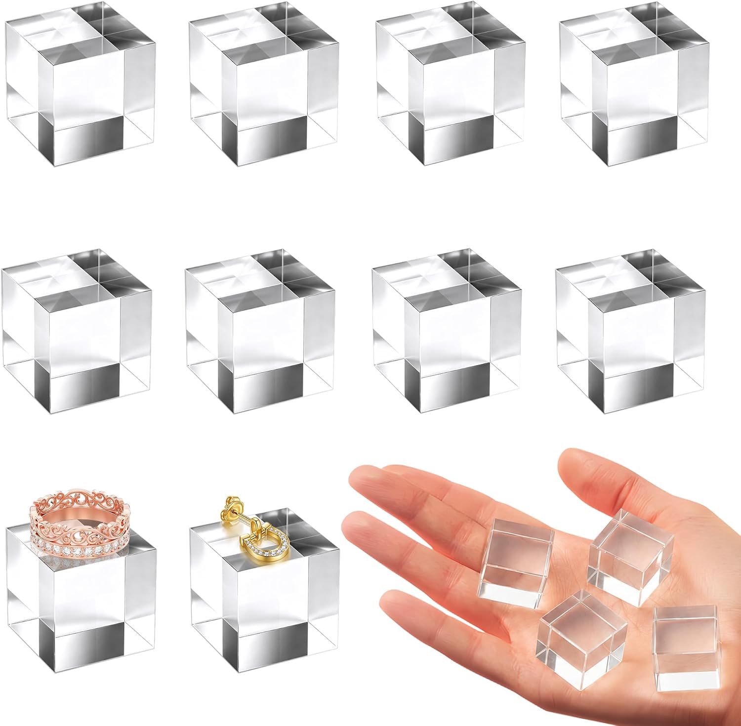 SAMYUCHO 10 Pcs 1 X 1 X 1 Inch Acrylic Blocks, Clear Square Acrylic Cube