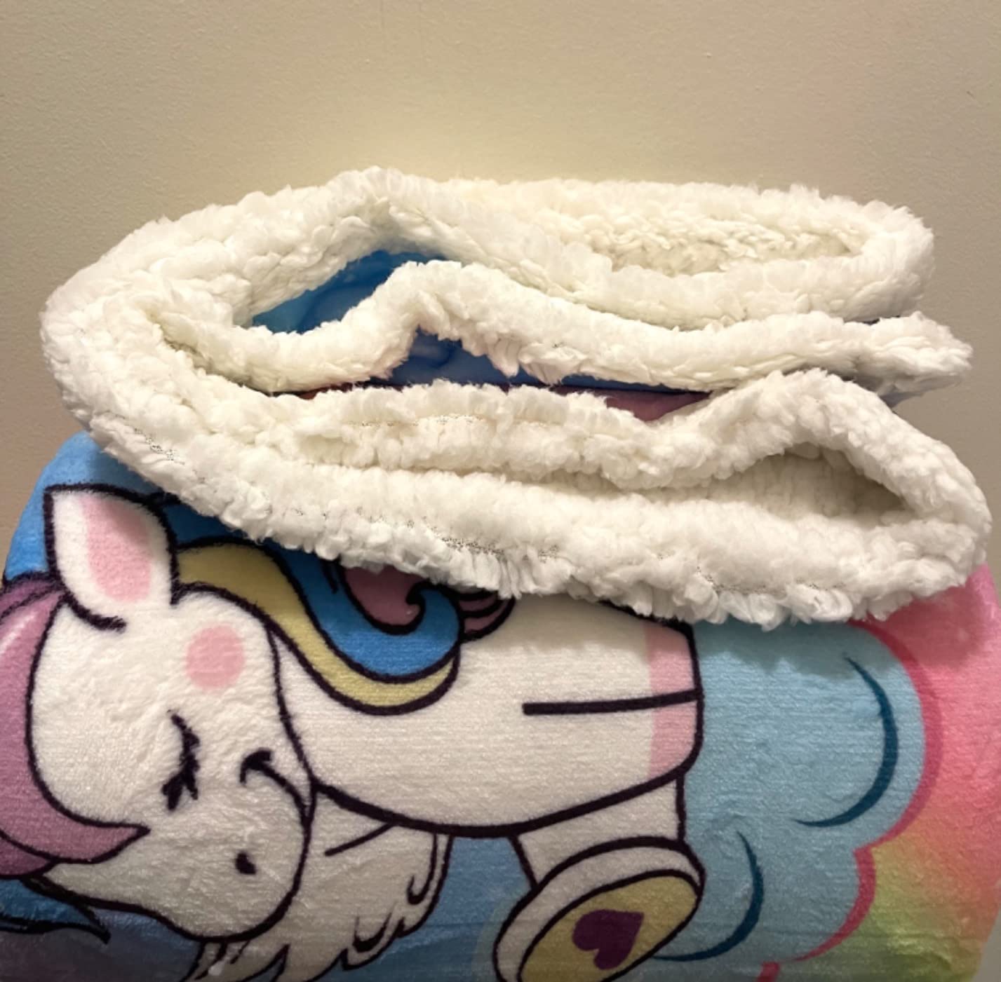 Personalized Baby Unicorn Throw Blanket - Custom Name, Rainbow Mane, Soft Sherpa 50x60 Inches - View #5